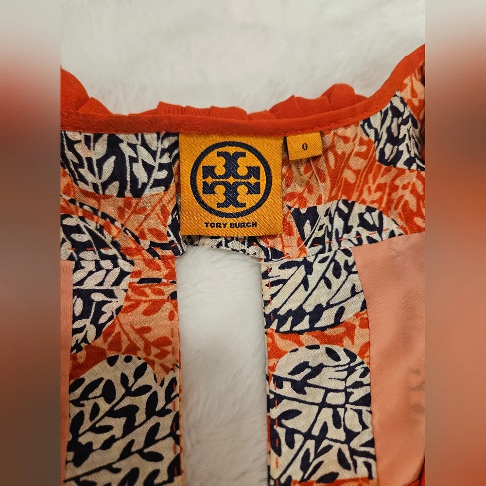 Tory Burch Janetta Silk Ruffle Pleated Dress,Mermaid Hem Size 0 - Picture 10 of 11